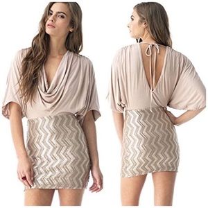 Sky Hilo sequin mini cocktail dress with drape front